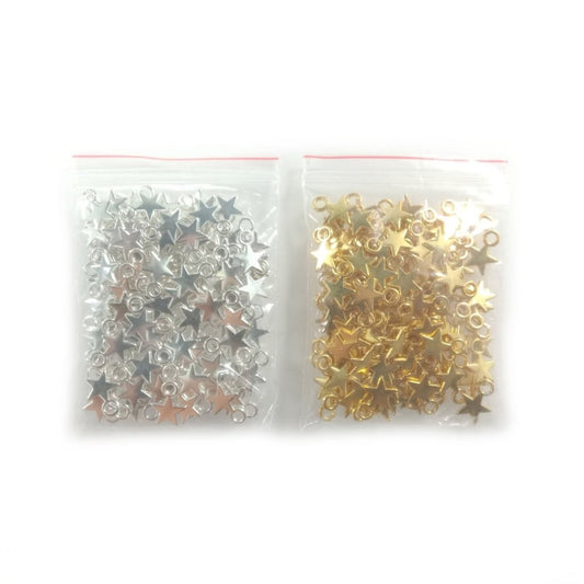 120pcs Stars Silver Gold Colour Tiny For Necklaces Bracelets Pendants Charms DIY - Silver - Asia Sell