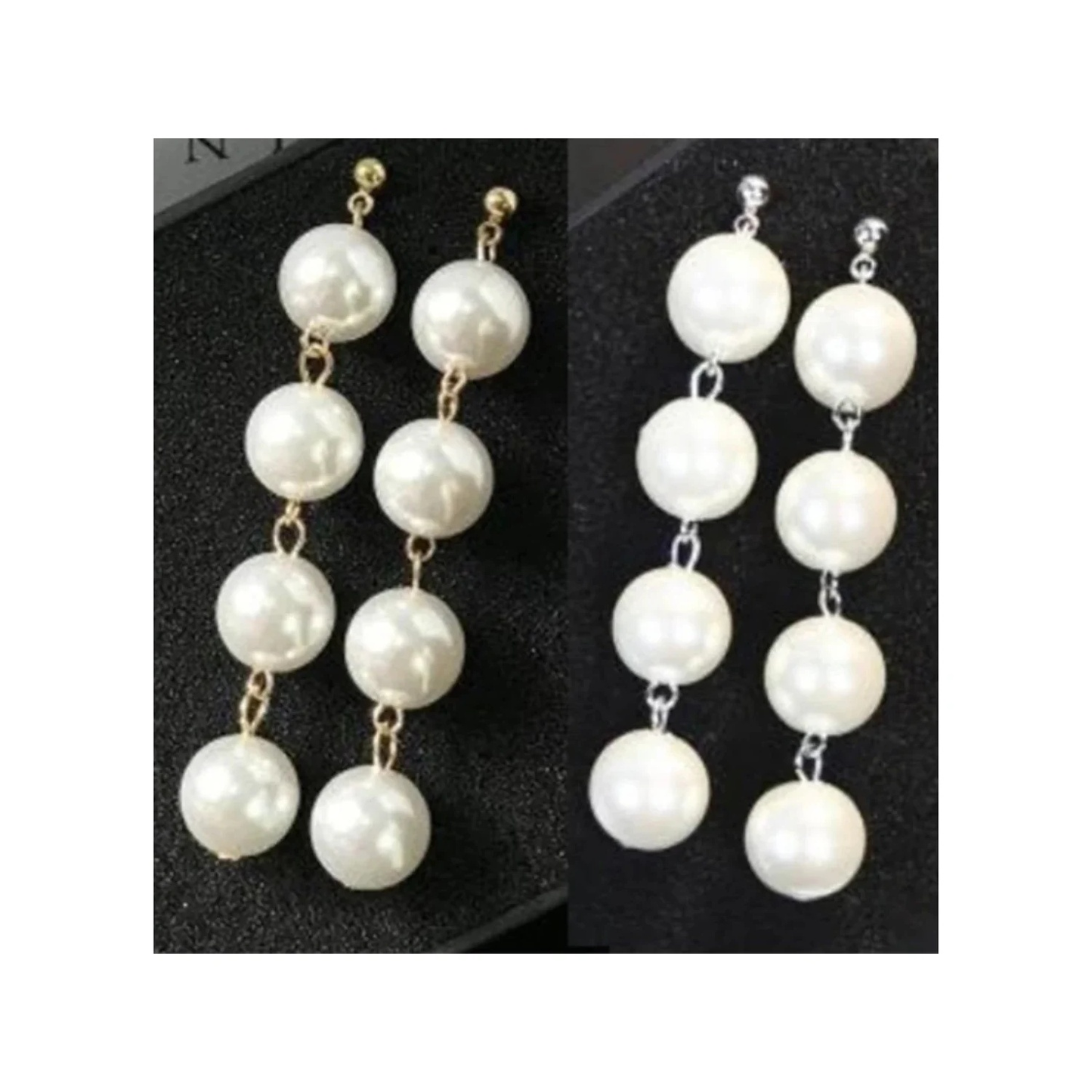 12mm Pearl Tassels Dangles Earring Stars Earrings Tassle - 4x Gold Pearls - Asia Sell