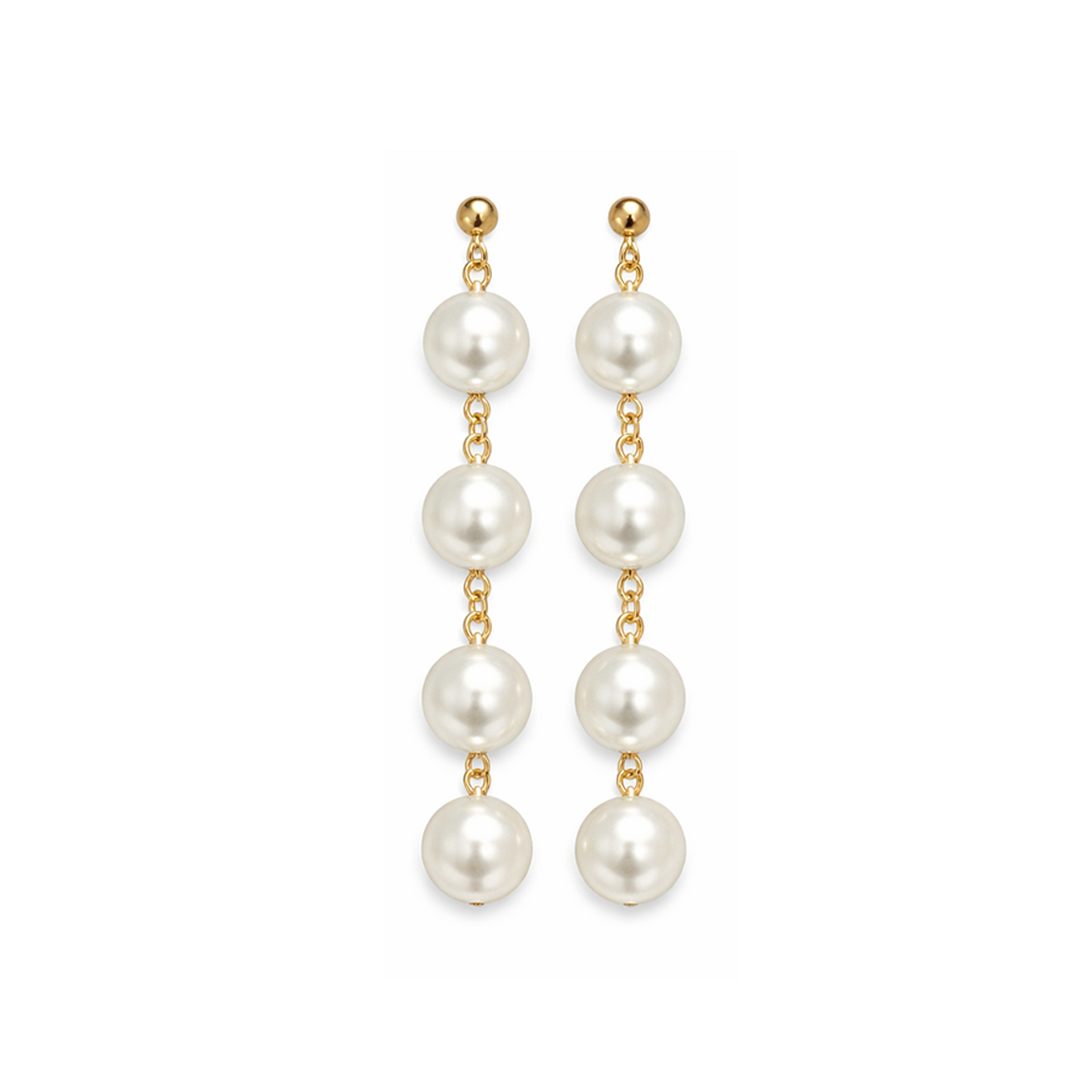 12mm Pearl Tassels Dangles Earring Stars Earrings Tassle - 4x Pearls Gold Chain - Asia Sell