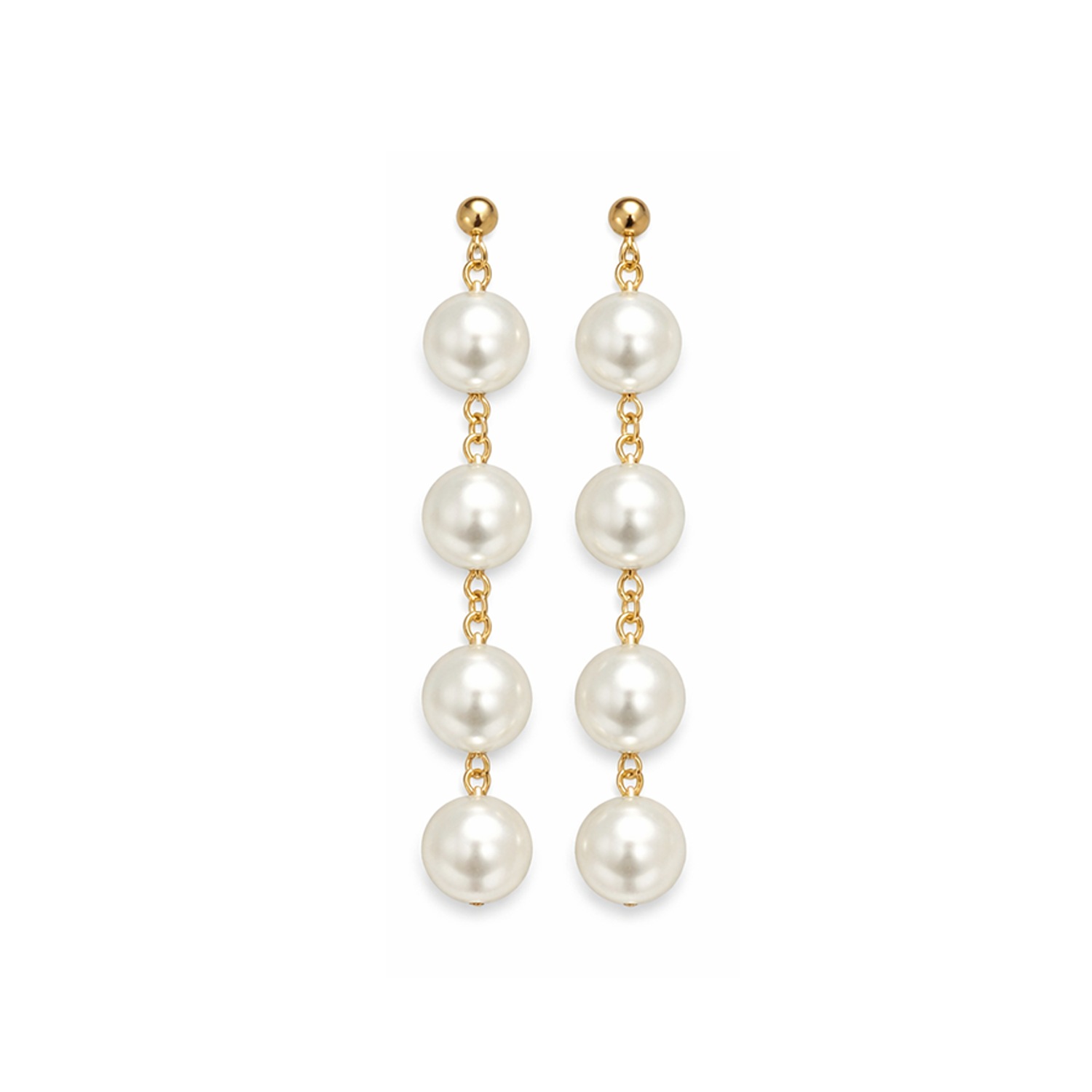 12mm Pearl Tassels Dangles Earring Stars Earrings Tassle - 4x Pearls Gold Chain - Asia Sell