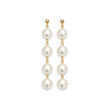 12mm Pearl Tassels Dangles Earring Stars Earrings Tassle - 4x Pearls Gold Chain - Asia Sell