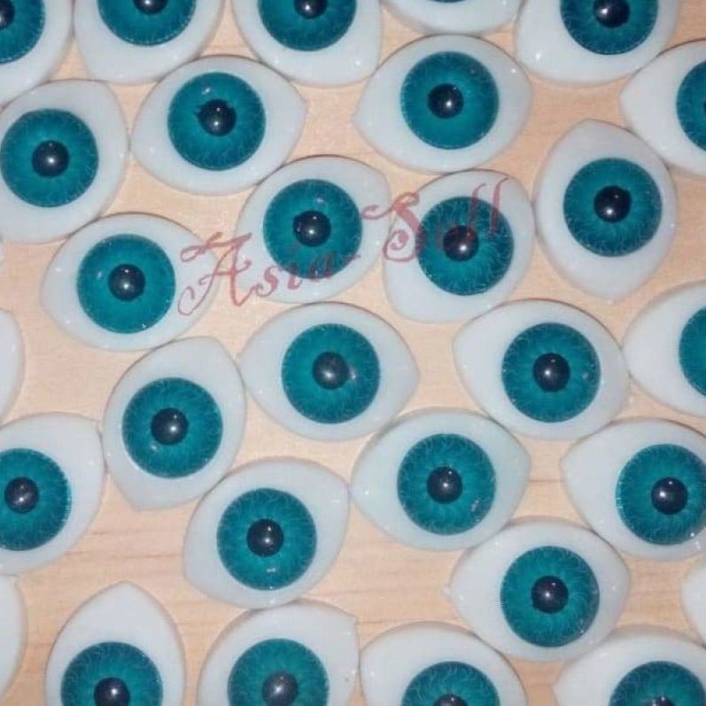 12pcs BLUE Oval Plastic Eyes 13mm x 10mm 7mm Iris Reborn Dolls Doll Eye Half - Asia Sell