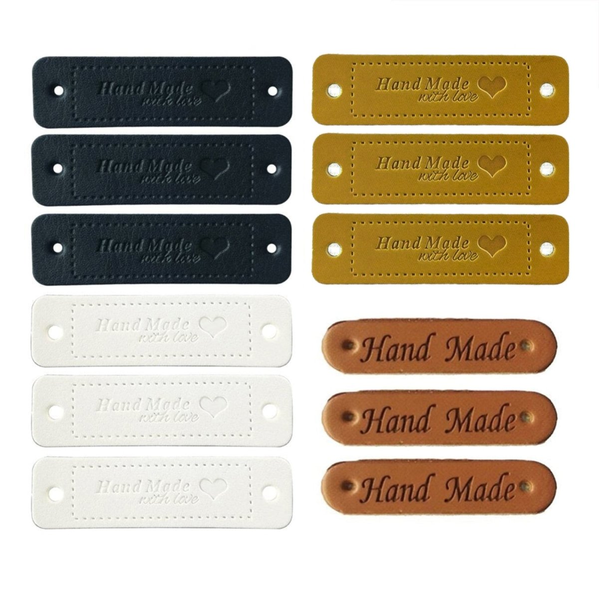 12pcs Faux Leather Clothing Labels for Handmade Clothes Goods DIY Sewing Tags Hand Made - Mixed - - Asia Sell