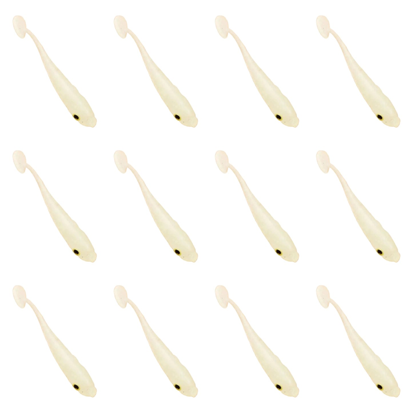 12pcs Fishing Lure Soft 3.4cm Soft Baits 3D Eyes Salt Smell Lures