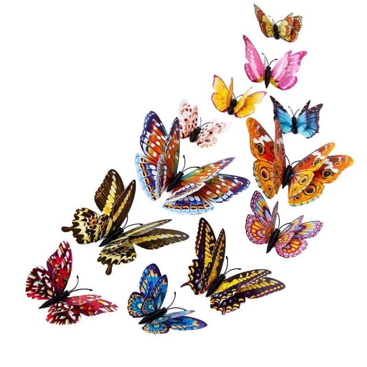 12pcs Glow in Dark Butterfly Magnetic Magnet 3D Double Wing Fridge Stickers - - Asia Sell