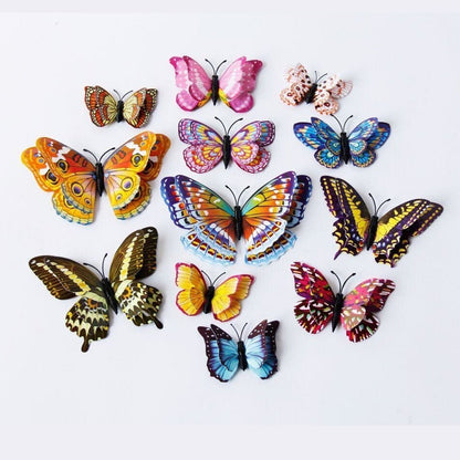 12pcs Glow in Dark Butterfly Magnetic Magnet 3D Double Wing Fridge Stickers - - Asia Sell