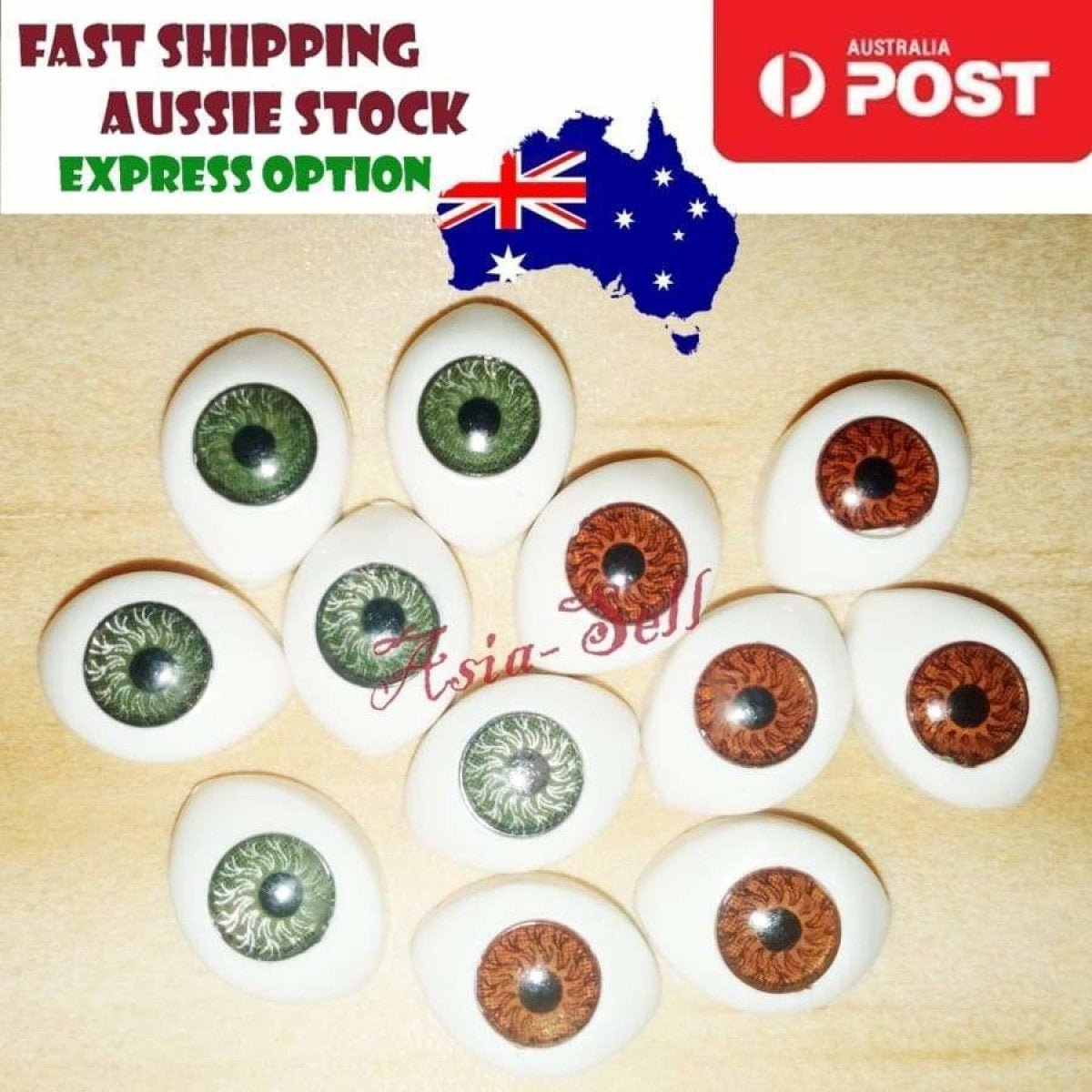 12pcs Oval Plastic Eyes 8mm x 12mm 5mm Iris Reborn Dolls Brown Doll 7.6 x 11.6mm Half - Asia Sell