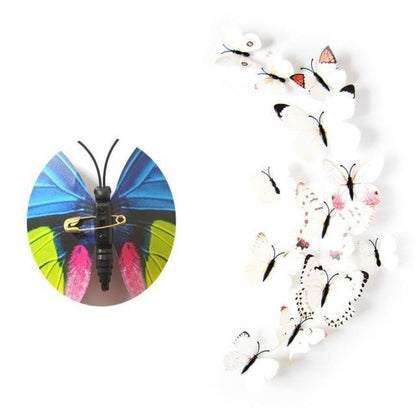 12pcs PVC 3D Butterfly Wall Fridge Decorations Butterflies Art Magnet Pin Toy Plastic Shapes - Clasp pin 7 - - Asia Sell