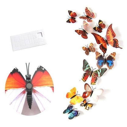 12pcs PVC 3D Butterfly Wall Fridge Decorations Butterflies Art Magnet Pin Toy Plastic Shapes - Magnet 10 - - Asia Sell