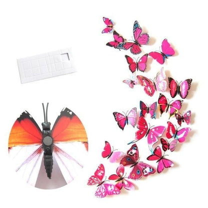 12pcs PVC 3D Butterfly Wall Fridge Decorations Butterflies Art Magnet Pin Toy Plastic Shapes - Magnet 11 - - Asia Sell