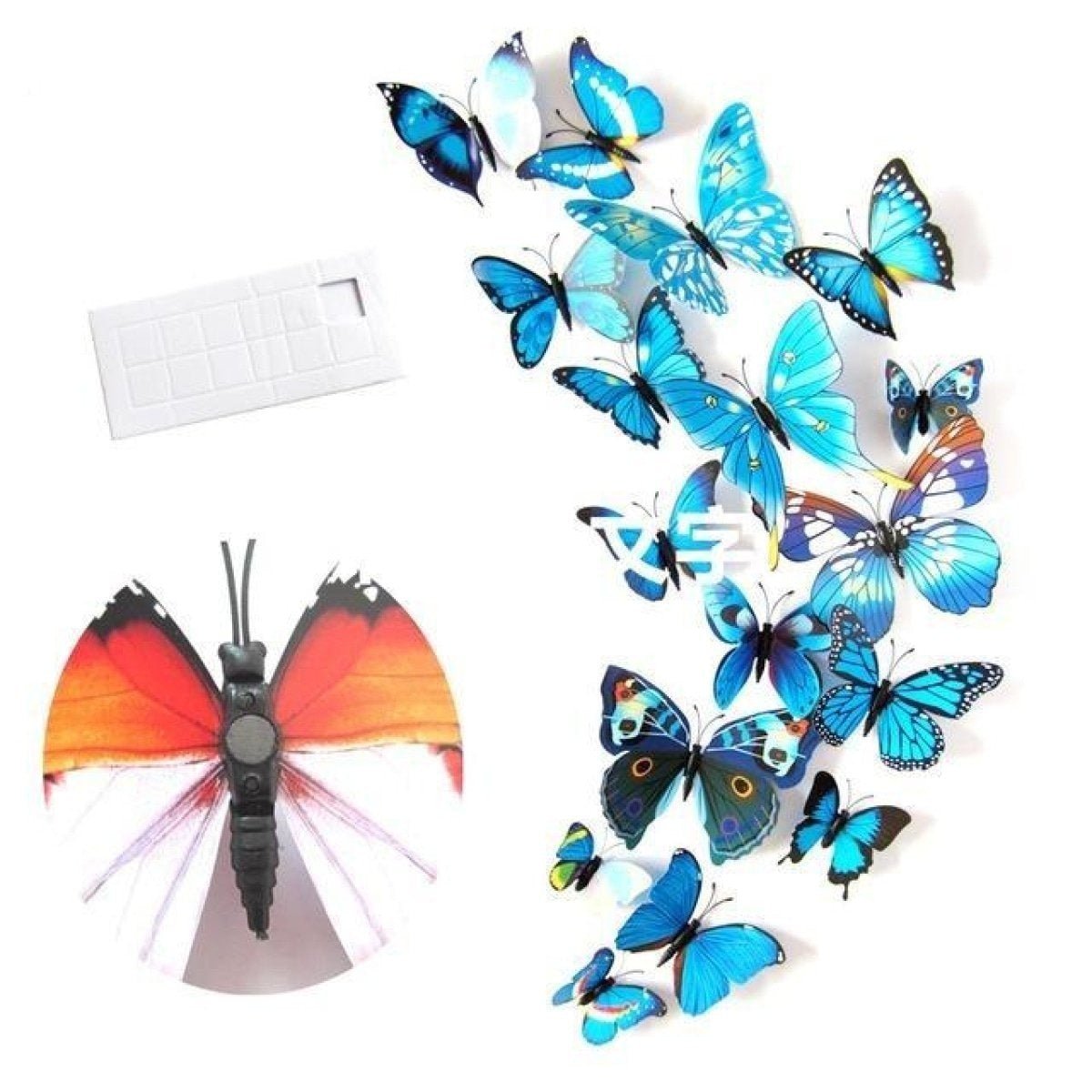 12pcs PVC 3D Butterfly Wall Fridge Decorations Butterflies Art Magnet Pin Toy Plastic Shapes - Magnet 2 - - Asia Sell