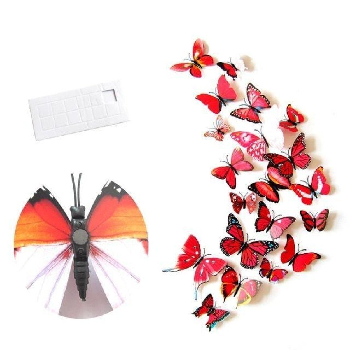 12pcs PVC 3D Butterfly Wall Fridge Decorations Butterflies Art Magnet Pin Toy Plastic Shapes - Magnet 4 - - Asia Sell