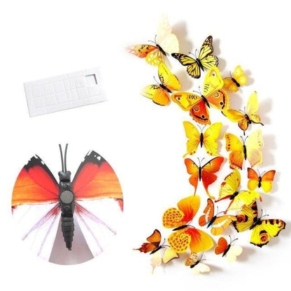 12pcs PVC 3D Butterfly Wall Fridge Decorations Butterflies Art Magnet Pin Toy Plastic Shapes - Magnet 5 - - Asia Sell