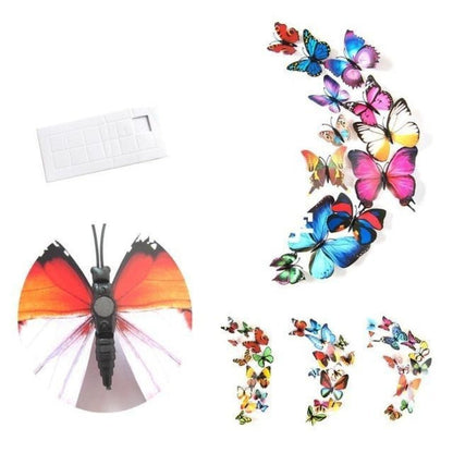 12pcs PVC 3D Butterfly Wall Fridge Decorations Butterflies Art Magnet Pin Toy Plastic Shapes - Magnet 7 - - Asia Sell