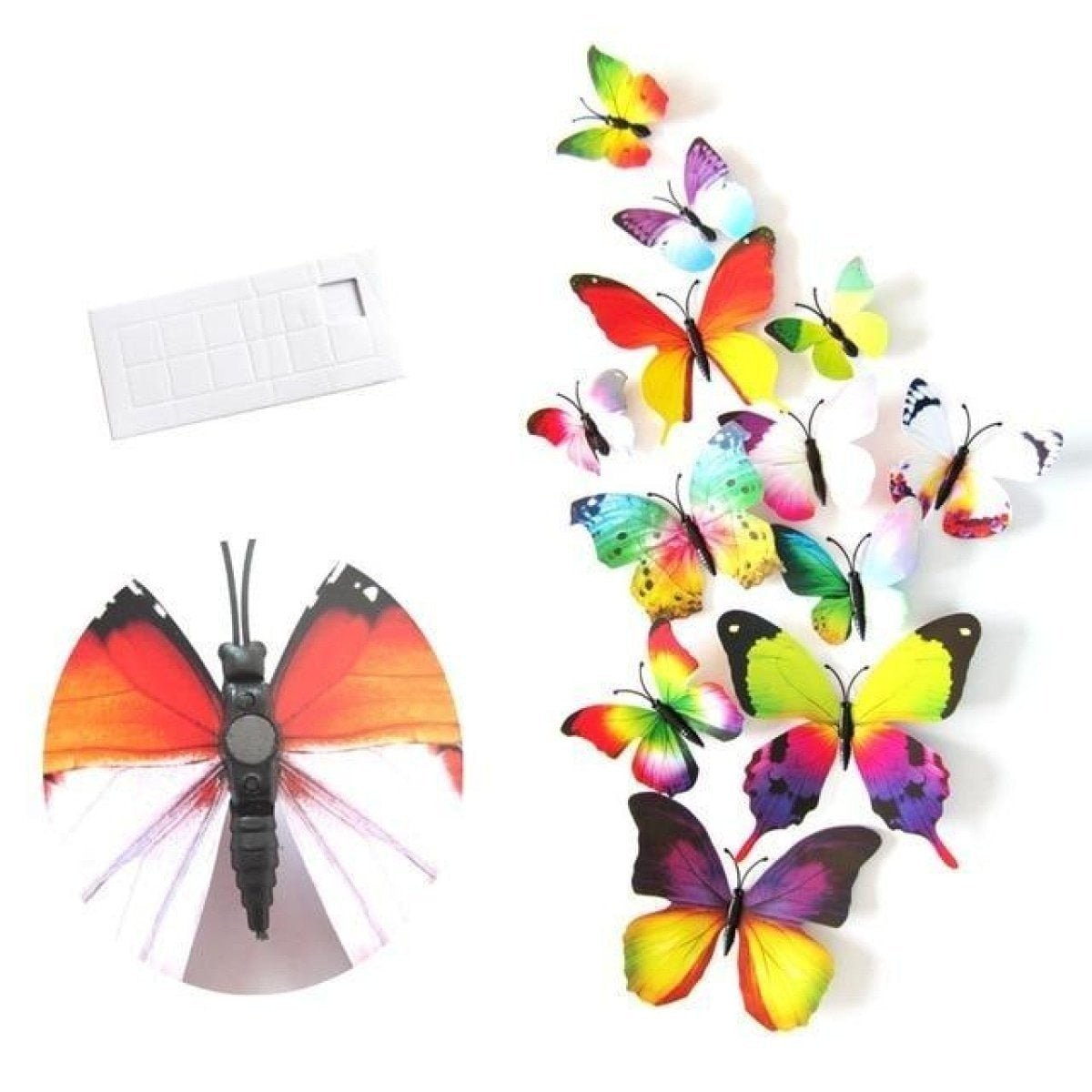 12pcs PVC 3D Butterfly Wall Fridge Decorations Butterflies Art Magnet Pin Toy Plastic Shapes - Magnet 8 - - Asia Sell