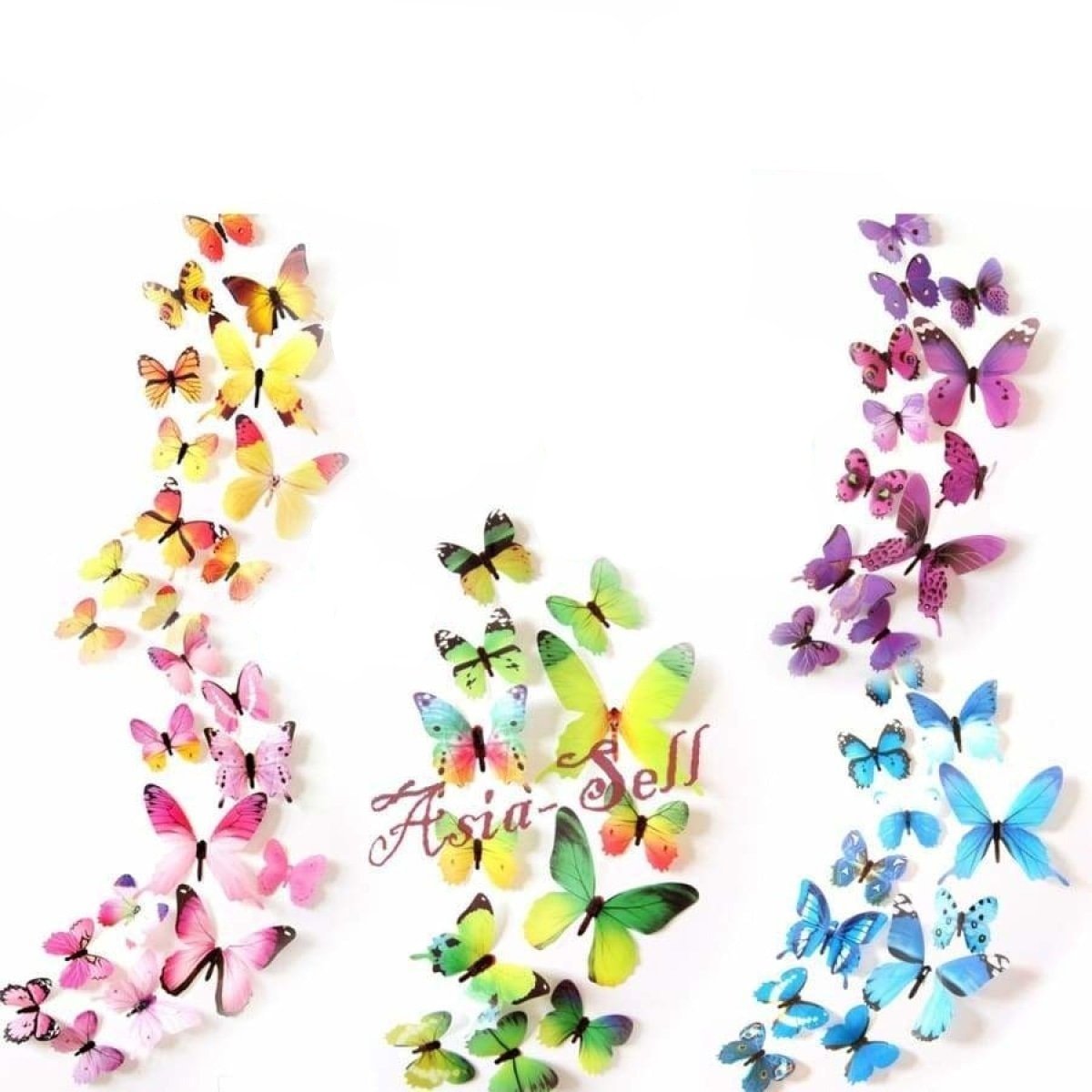 12pcs Quality Butterfly 3D Wall Stickers 11cm Home Decorations Multicolour - Green - - Asia Sell