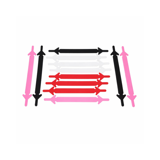 12pcs No Tie Shoelaces MULTICOLOUR Womens Mens Shoe Laces Plastic Silicone