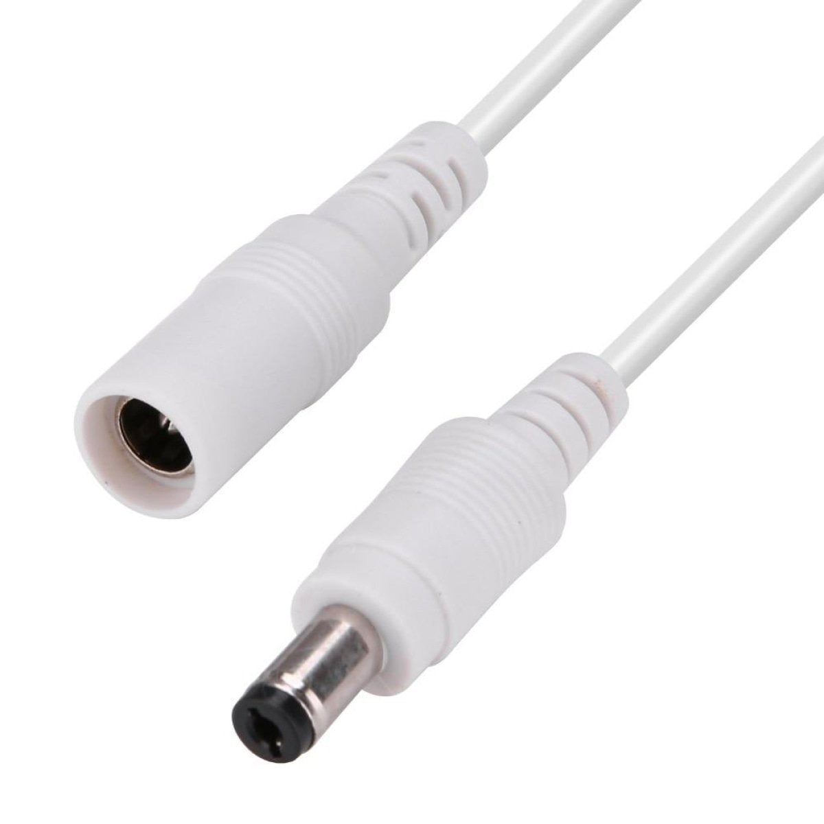 12V 22AWG 3A DC Extension Cable LED CCTV Camera 5.5mm x 2.1mm Power Cord - 0.5m White - - Asia Sell