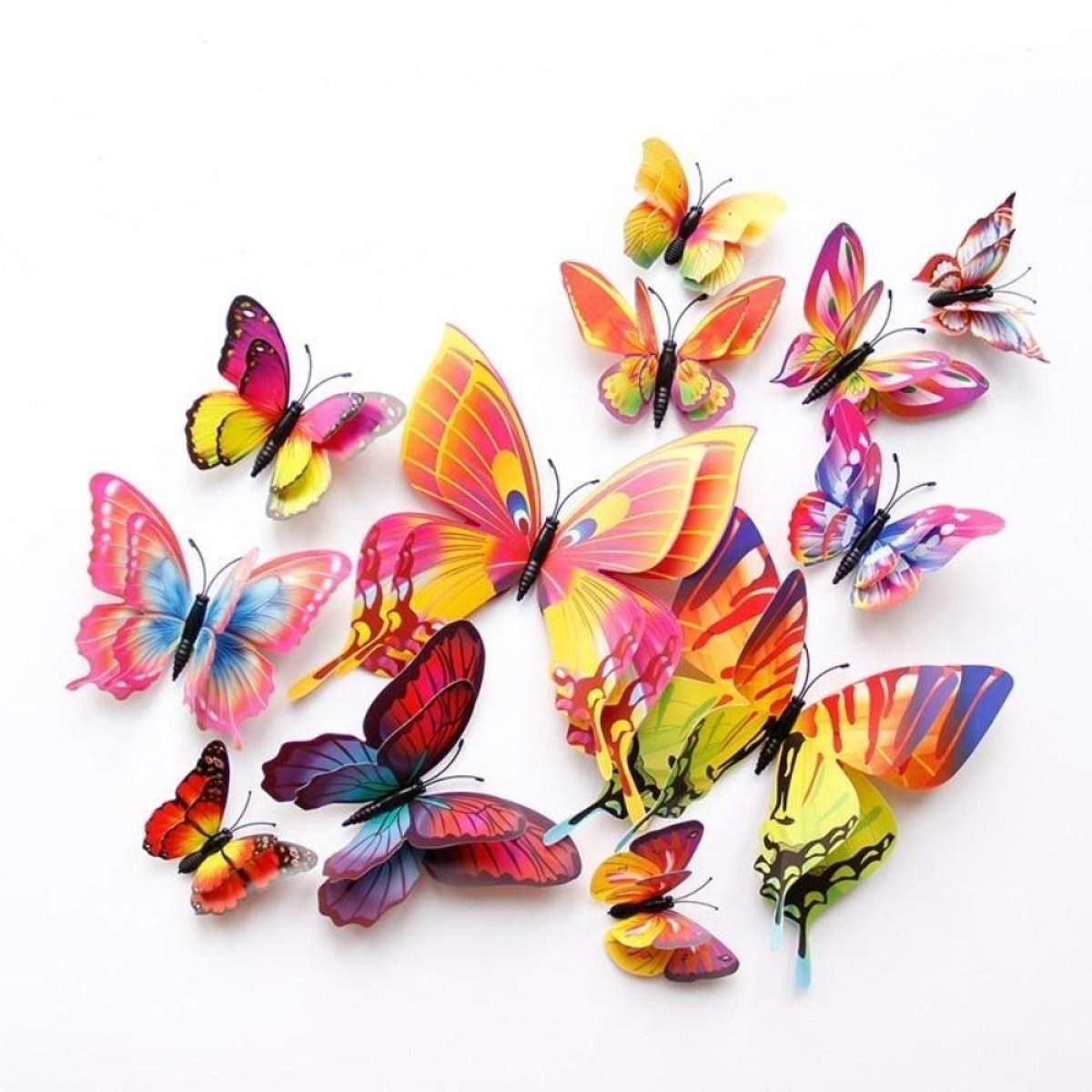 12x Double Layer 3D Butterfly Wall Sticker Home Decor Butterflies Fridge Magnet - Colourful - - Asia Sell