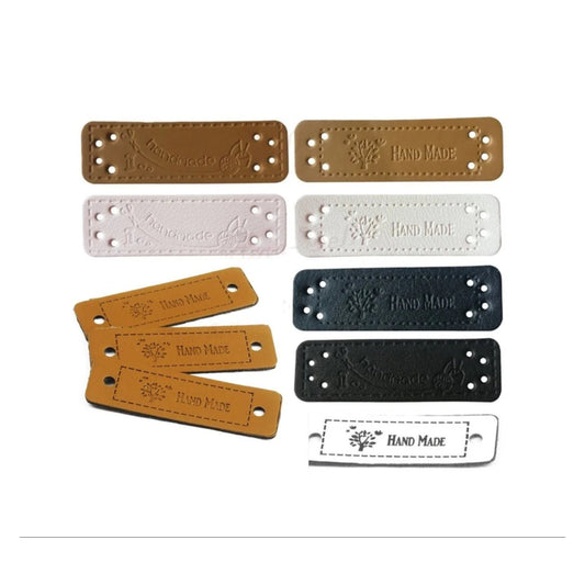 12x Sewing Tags Clothing Labels Faux Leather "Handmade" Clothes Bags DIY Hand Made - Mixed 1 - Asia Sell
