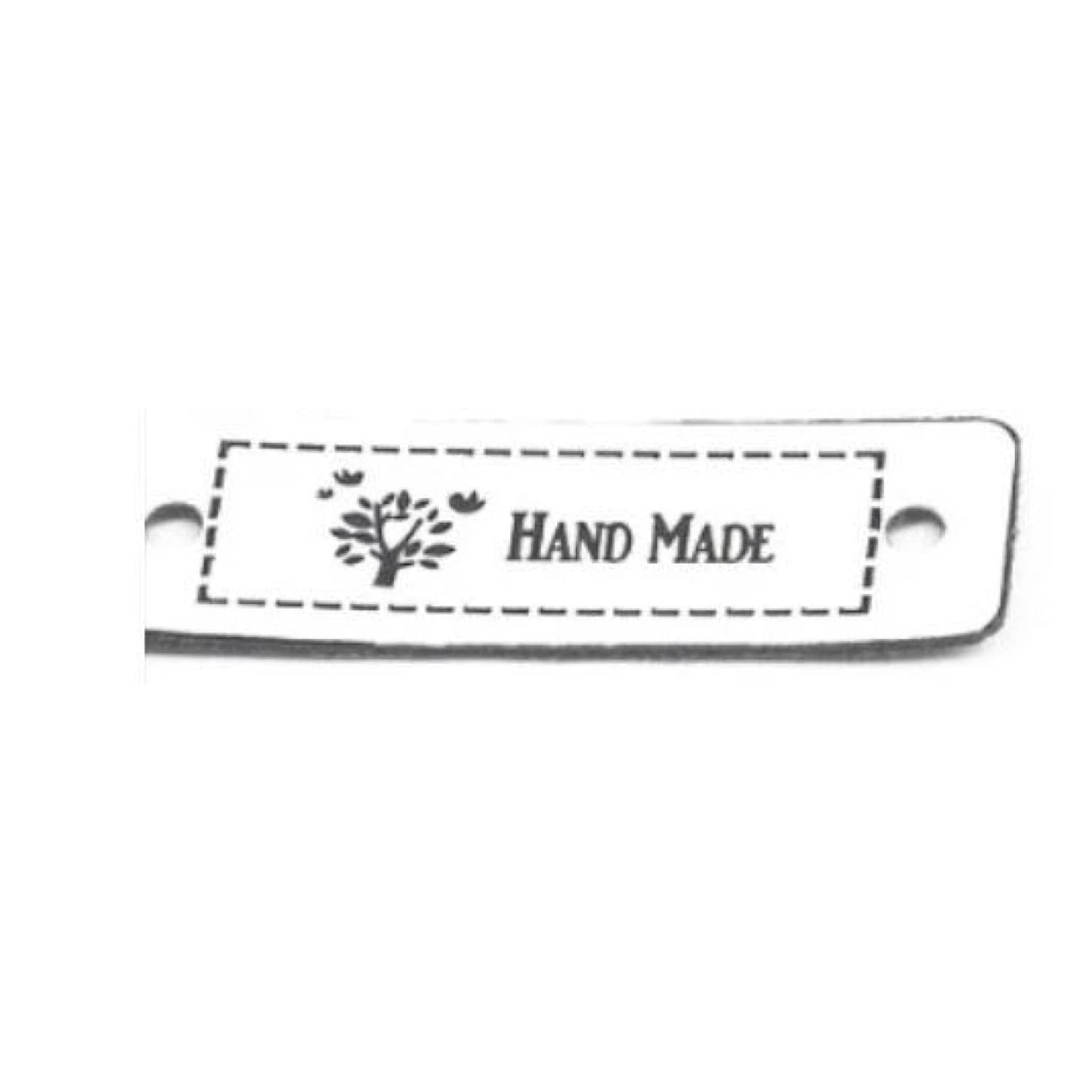 12x Sewing Tags Clothing Labels Faux Leather "Handmade" Clothes Bags DIY Hand Made - White Black 2 - Asia Sell