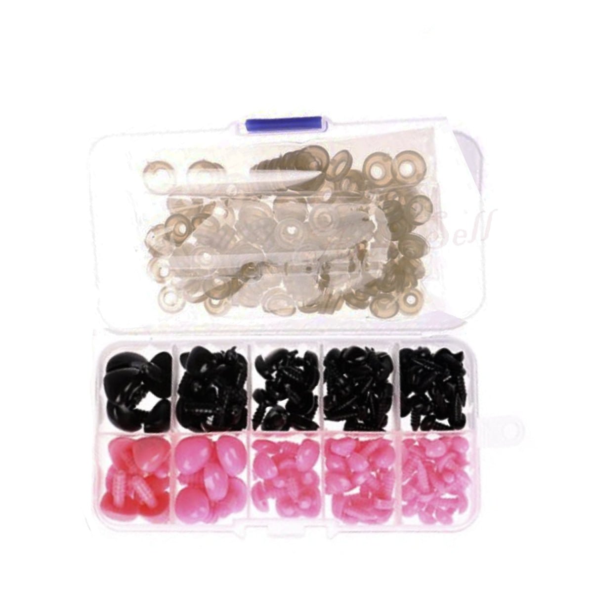130pcs Set Plastic Toy Noses Triangle Nose Black Brown Pink Screw Backing Bear Puppet Dolls Toy - Black and Pink - - Asia Sell