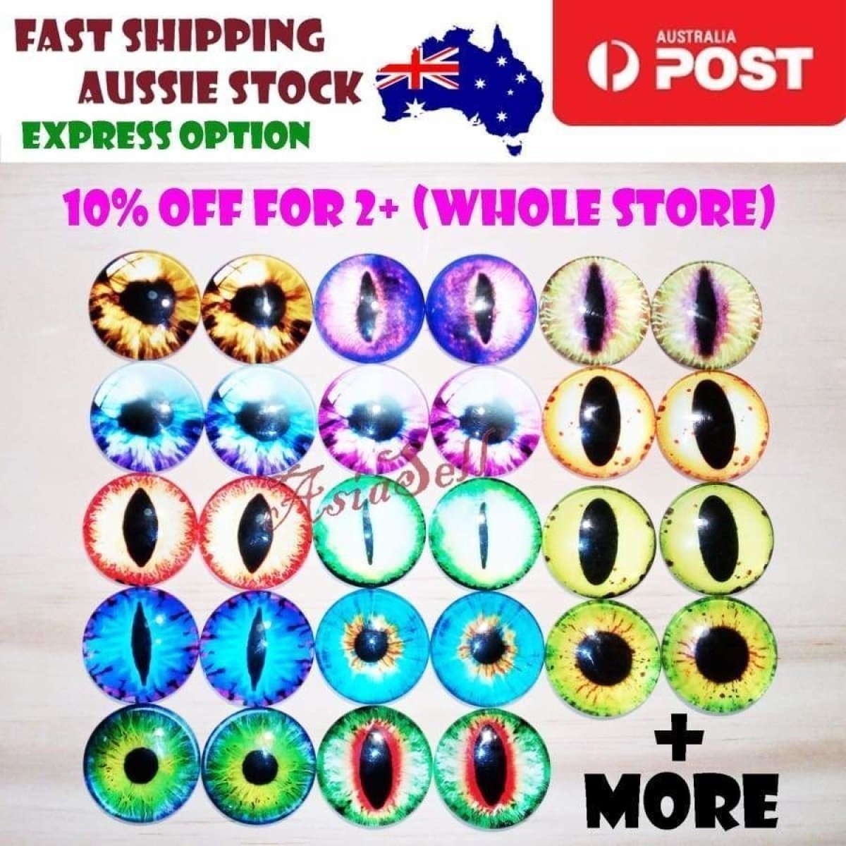 14 Pairs 30mm Quality Glass Eyes Cabochons Cabochon 30mm DIY Bracelet Necklace - - Asia Sell