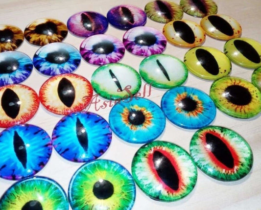 14 Pairs 30mm Quality Glass Eyes Cabochons Cabochon 30mm DIY Bracelet Necklace - Asia Sell