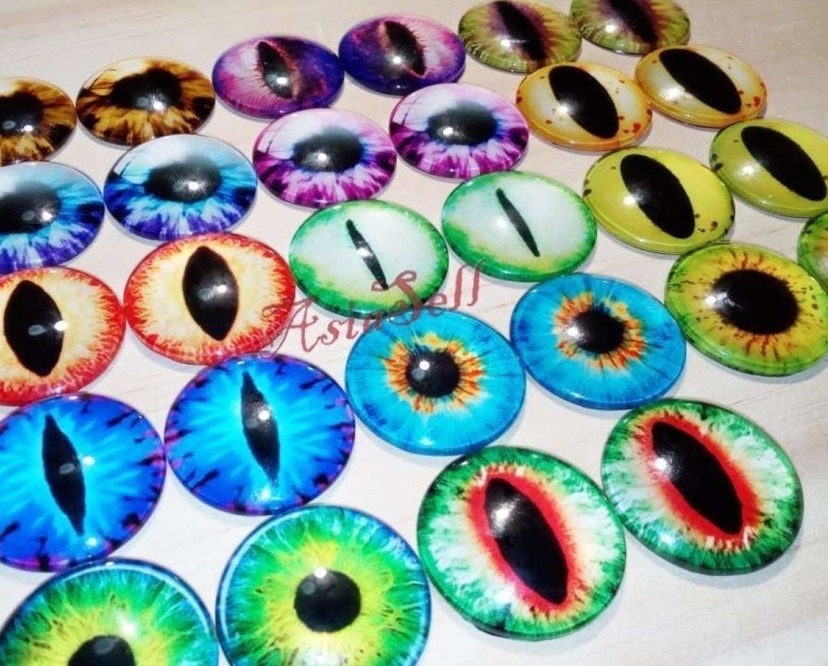 14 Pairs 30mm Quality Glass Eyes Cabochons Cabochon 30mm DIY Bracelet Necklace - - Asia Sell