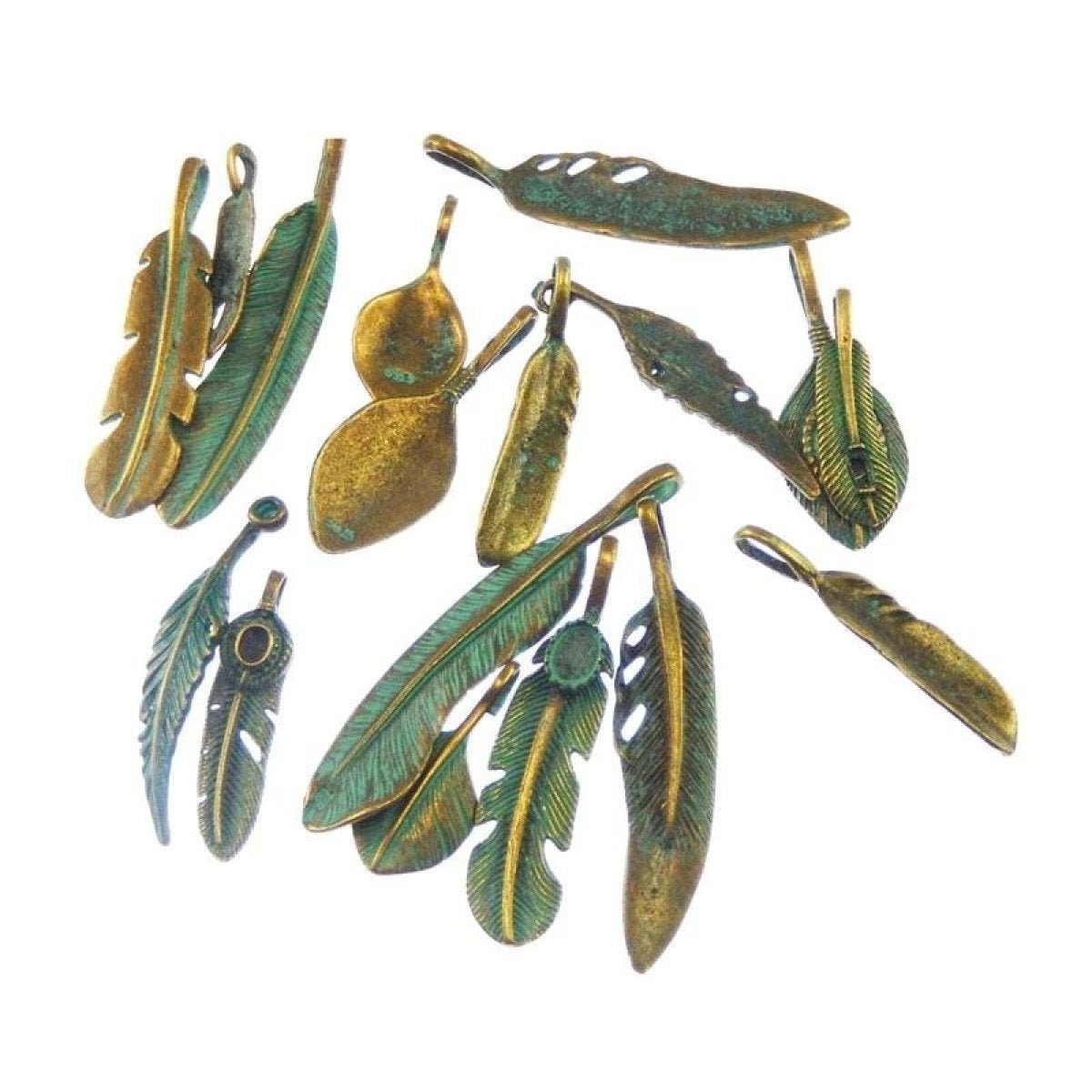 14pcs Antique Bronze Charms Leaf Pendants Bracelet Necklace Mixed Charm DIY - - Asia Sell