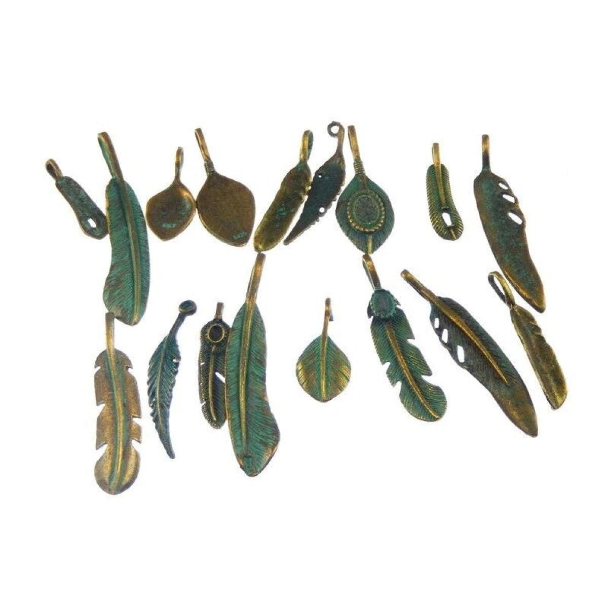 14pcs Antique Bronze Charms Leaf Pendants Bracelet Necklace Mixed Charm DIY - - Asia Sell
