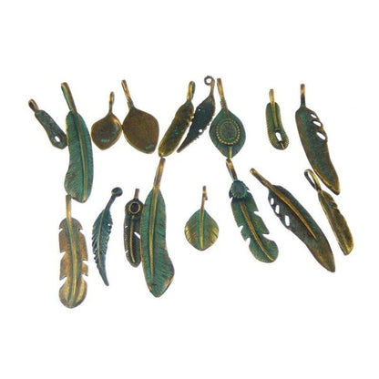 14pcs Antique Bronze Charms Leaf Pendants Bracelet Necklace Mixed Charm DIY - - Asia Sell