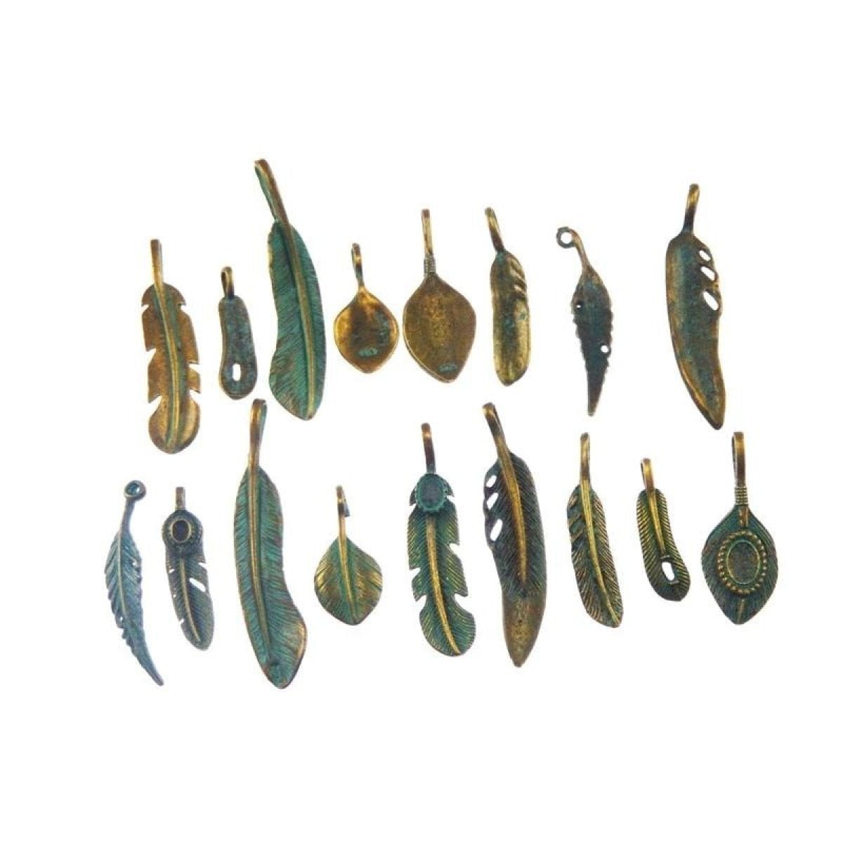 14pcs Antique Bronze Charms Leaf Pendants Bracelet Necklace Mixed Charm DIY - - Asia Sell