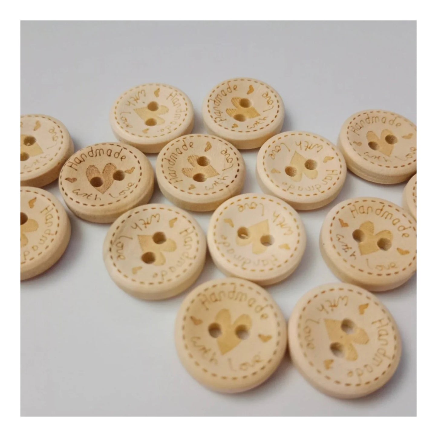 15-25MM DIY Round Wood Buttons sewing 2 Holes Handmade with Love Heart Round Wooden Buttons - 15mm 100PCS - Asia Sell