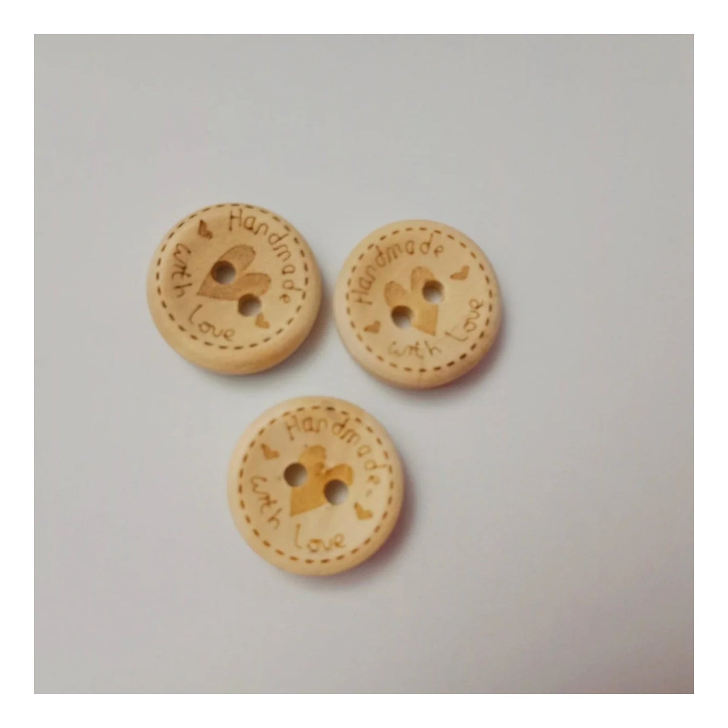 15-25MM DIY Round Wood Buttons sewing 2 Holes Handmade with Love Heart Round Wooden Buttons - 15mm 10PCS - Asia Sell