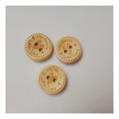 15-25MM DIY Round Wood Buttons sewing 2 Holes Handmade with Love Heart Round Wooden Buttons - 15mm 10PCS - Asia Sell