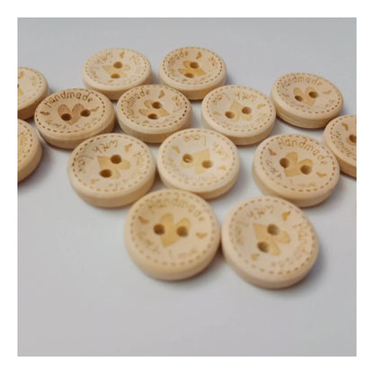 15-25MM DIY Round Wood Buttons sewing 2 Holes Handmade with Love Heart Round Wooden Buttons - 15mm 20PCS - Asia Sell