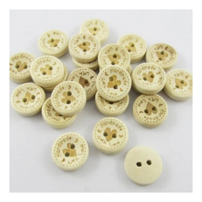 15-25MM DIY Round Wood Buttons sewing 2 Holes Handmade with Love Heart Round Wooden Buttons - 15mm 200PCS - Asia Sell