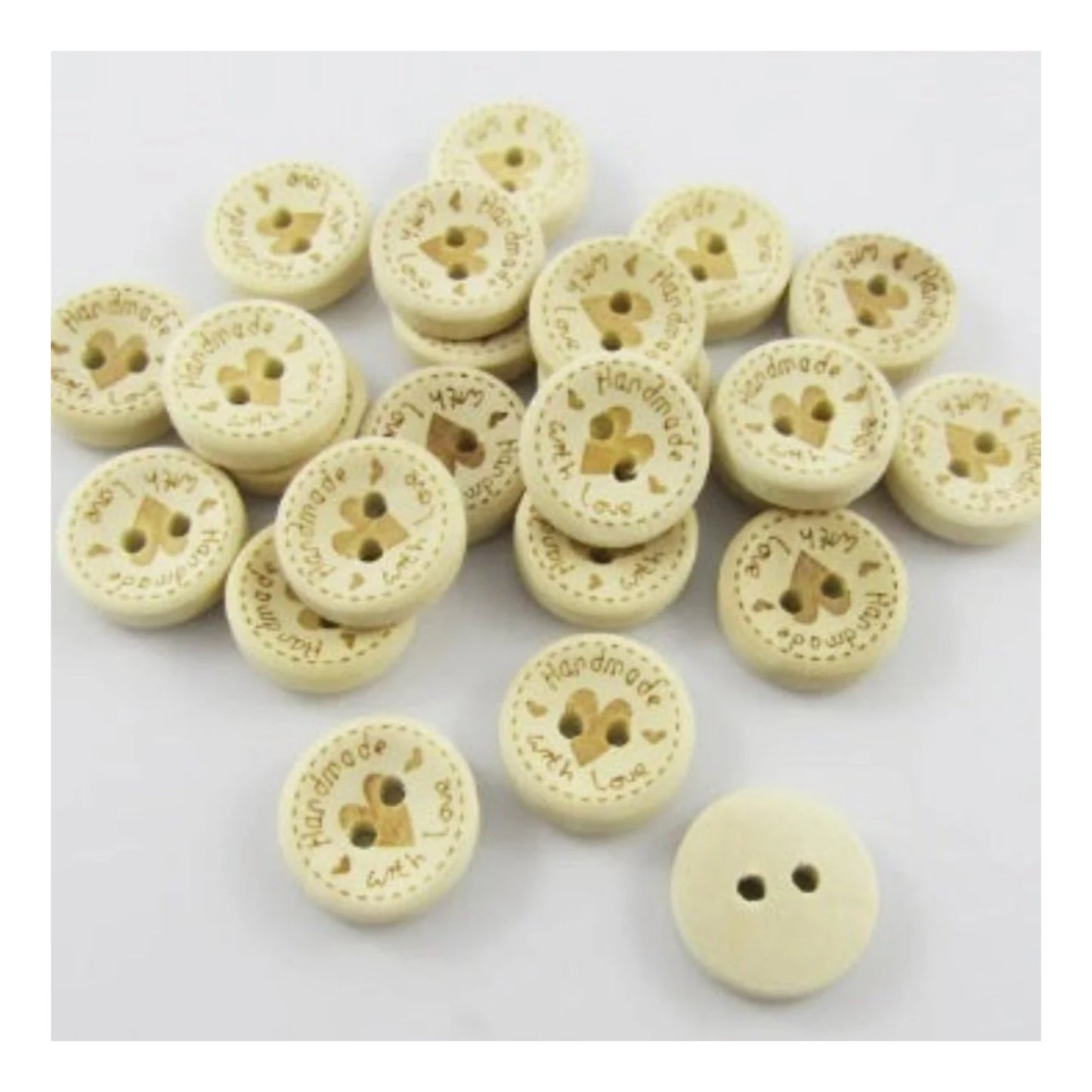 15-25MM DIY Round Wood Buttons sewing 2 Holes Handmade with Love Heart Round Wooden Buttons - 15mm 200PCS - Asia Sell
