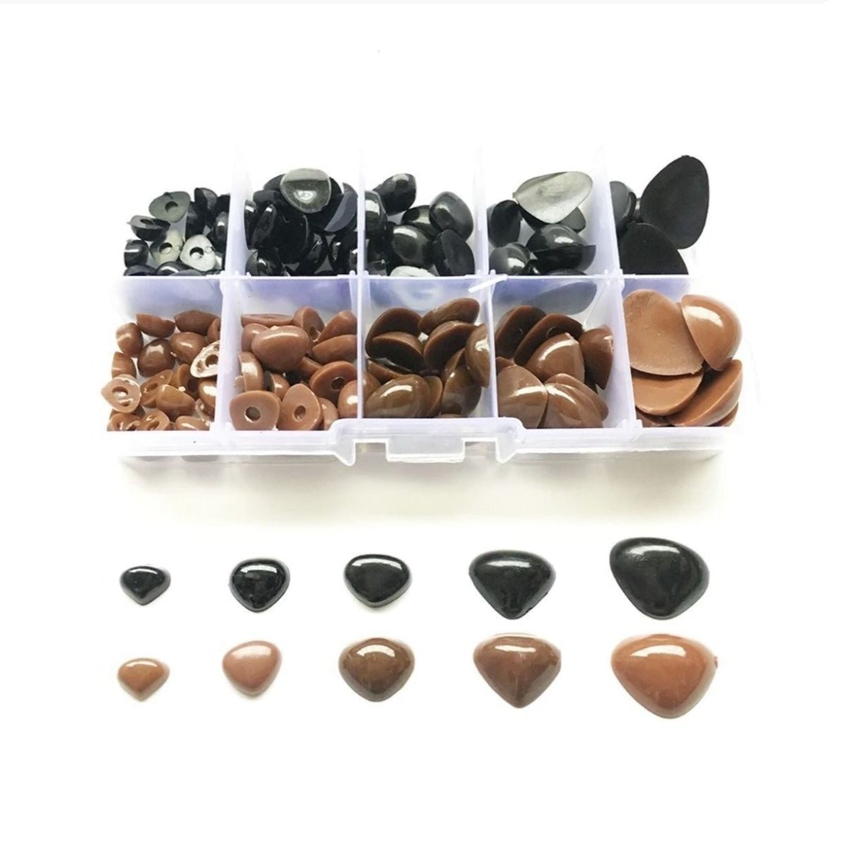 150pcs Set Plastic Toy Noses Triangle Nose Black Brown Pink Bear Puppet Dolls Toy - Black and Brown - Asia Sell