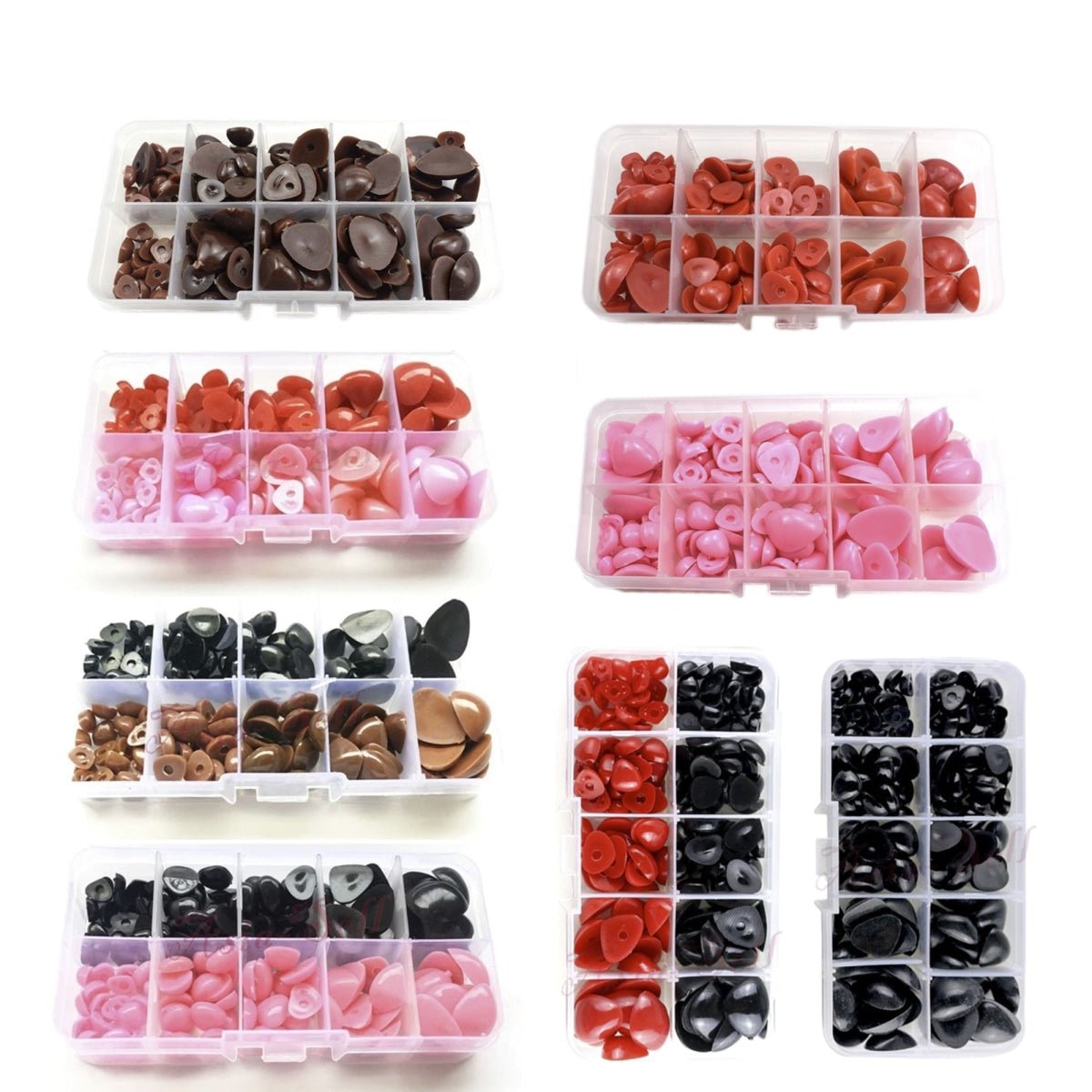 150pcs Set Plastic Toy Noses Triangle Nose Black Brown Pink Bear Puppet Dolls Toy - Black and Brown - Asia Sell