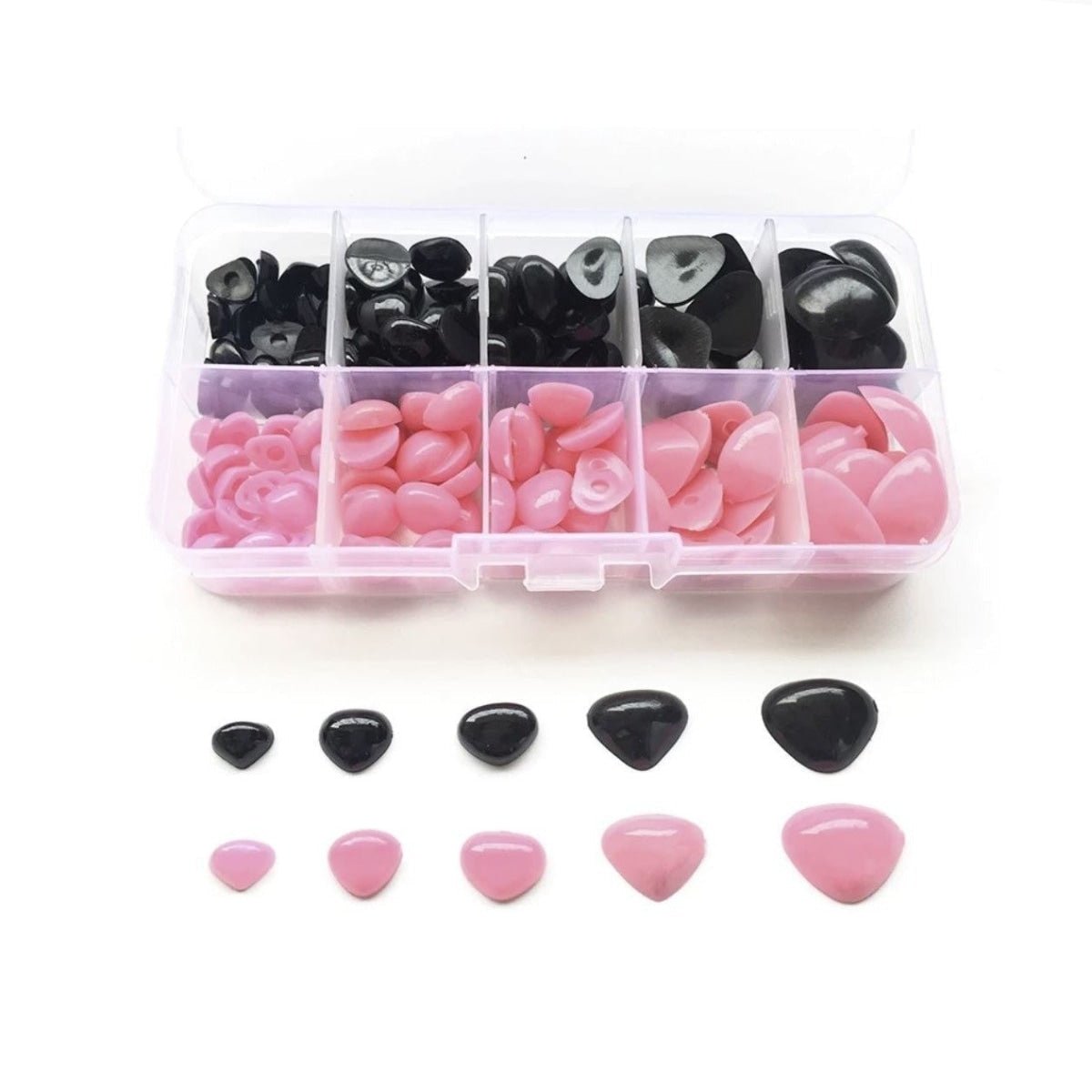 150pcs Set Plastic Toy Noses Triangle Nose Black Brown Pink Bear Puppet Dolls Toy - Black and Pink - Asia Sell