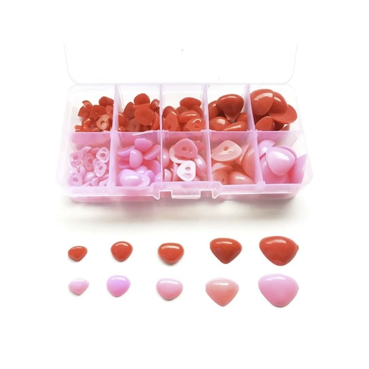 150pcs Set Plastic Toy Noses Triangle Nose Black Brown Pink Bear Puppet Dolls Toy - Red and Pink - Asia Sell