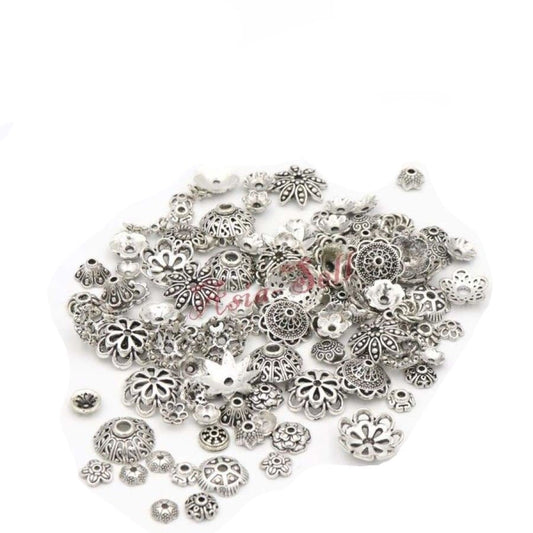 150pcs Tibetan Antique Silver Colour Flower Beads Jewelry Making Bangles Anklets Bangle - Asia Sell