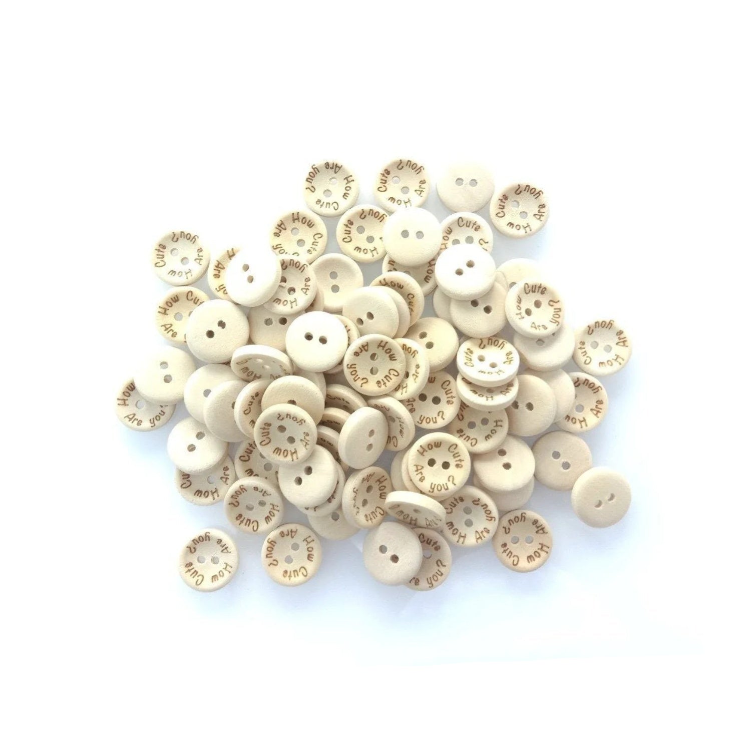 15/20/25mm "How Cute Are You" Wooden Button Natural Wood Sewing Baby Clothing Buttons - 15mm 50pcs - - Asia Sell