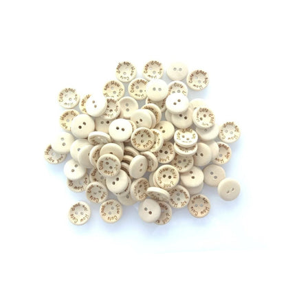 15/20/25mm "How Cute Are You" Wooden Button Natural Wood Sewing Baby Clothing Buttons - 15mm 50pcs - - Asia Sell