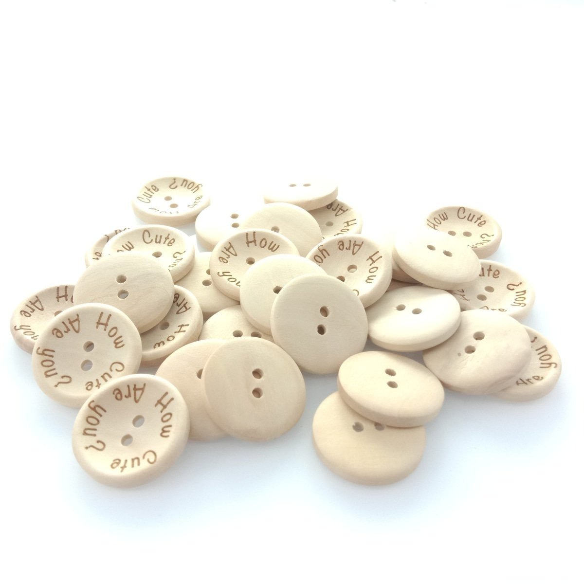 15/20/25mm "How Cute Are You" Wooden Button Natural Wood Sewing Baby Clothing Buttons - 20mm 50pcs - - Asia Sell