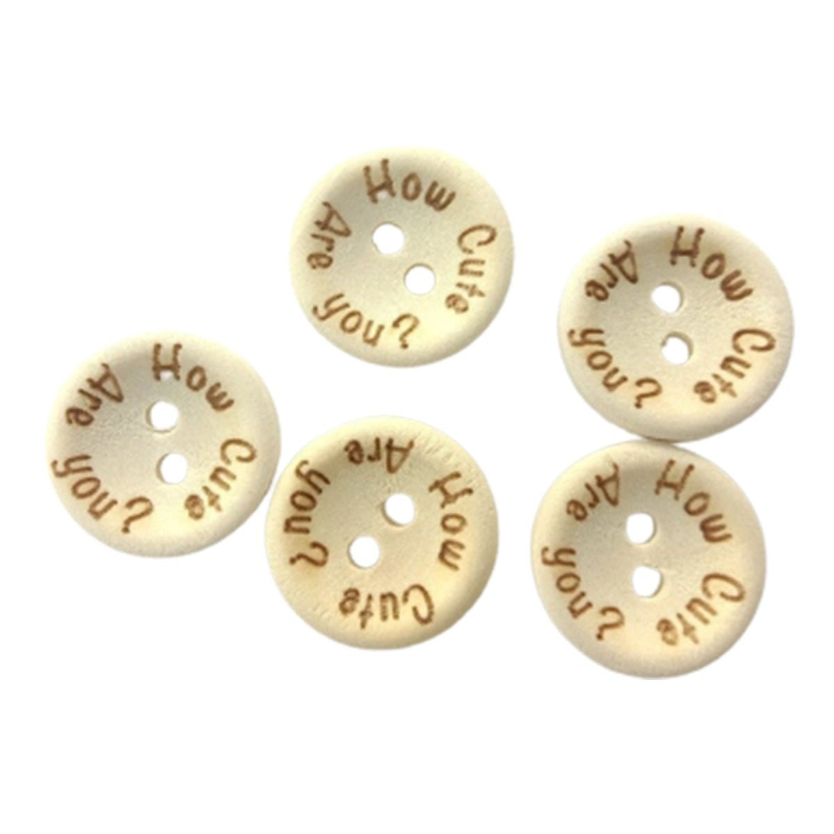 15/20/25mm "How Cute Are You" Wooden Button Natural Wood Sewing Baby Clothing Buttons - 20mm 50pcs - - Asia Sell