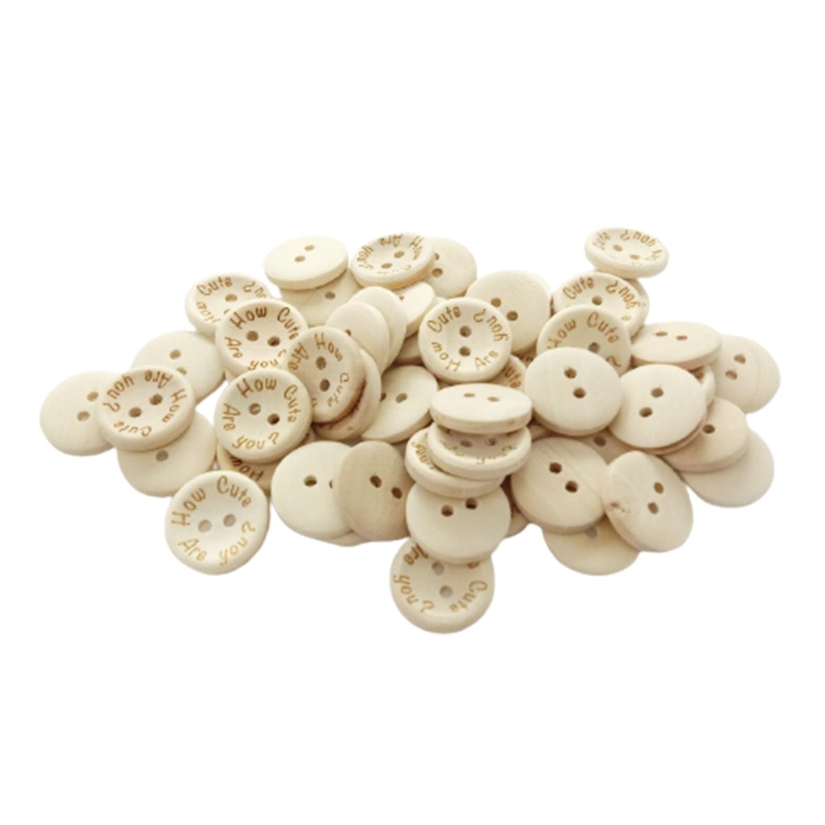 15/20/25mm "How Cute Are You" Wooden Button Natural Wood Sewing Baby Clothing Buttons - 20mm 50pcs - - Asia Sell