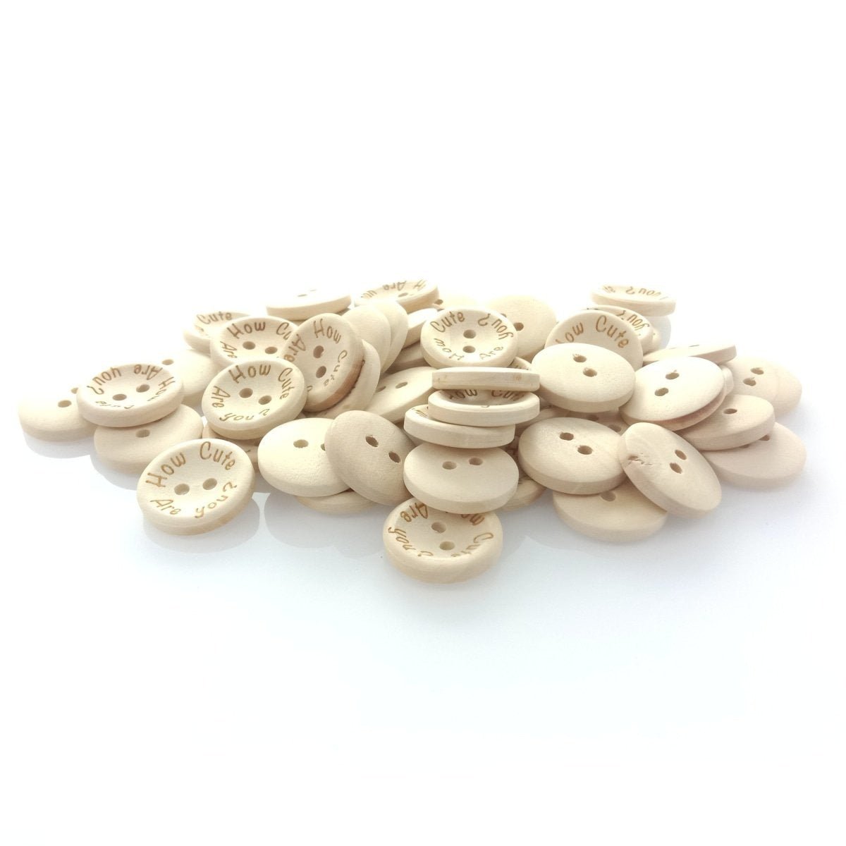 15/20/25mm "How Cute Are You" Wooden Button Natural Wood Sewing Baby Clothing Buttons - 20mm 50pcs - - Asia Sell